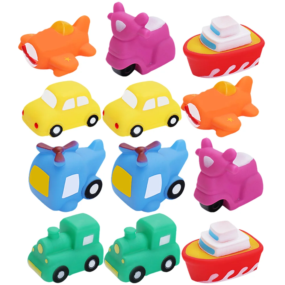 

12 Pcs Take Bath Toys Child Toddler Toddlers Vinyl Floating Car Household Squeeze