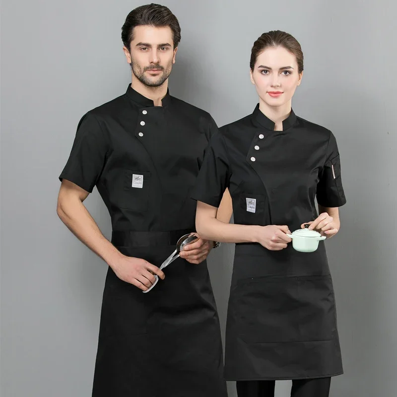 Zomer Dames En Heren Keukenrestaurant Kok Werkkleding Rood Chef-Uniform Wit Shirt Chef-Koksjack