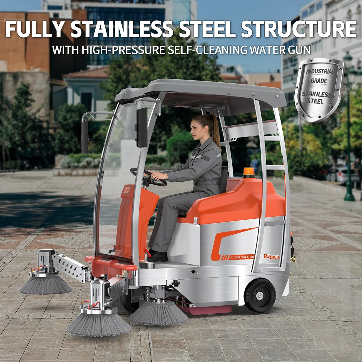Commercial Walk-behind Floor Sweeper Scrubber Machine For School Hospital Office Professional Electric Floor Cleaning Scrubber