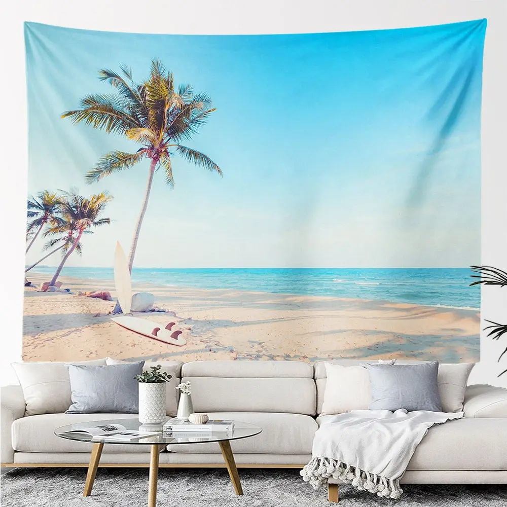 Large Fabric Tapestry for Room Decor, Wall Hanging, Aesthetic Room Decor, Ocean Landscape, Bedroom Background