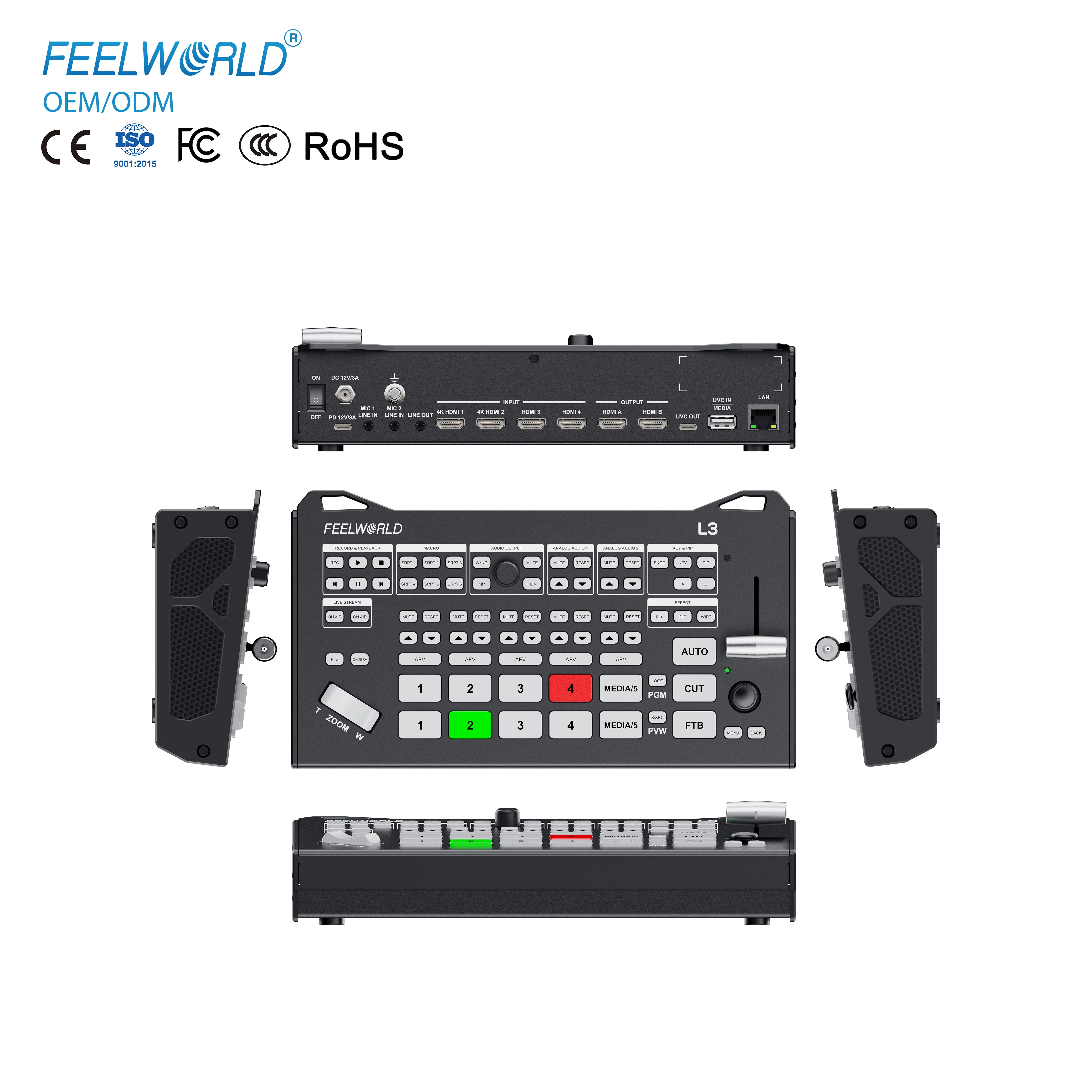 Video Switcher HDMI 4K UVC Streaming Multi-camera Video Mixer With PTZ Control