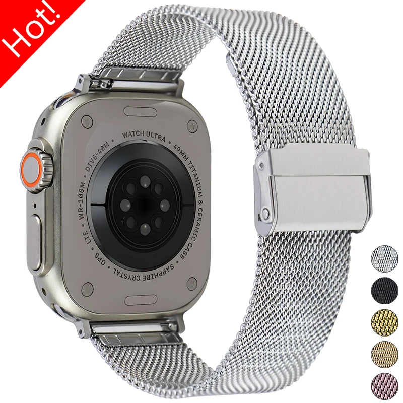Damen-Metallarmband für Apple Watch Ultra 2 Band 49 mm 45 mm 44 mm 42 mm 41 40 mm Edelstahlarmband Iwatch 9 8 7 6 SE 5 4