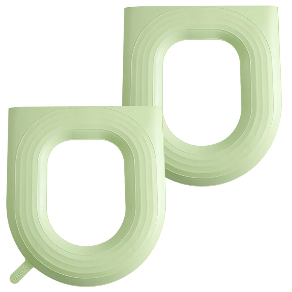 

2 Pcs Green EVA Toilet Seat Cushion with Handle Reusable Washable Water-proof Thickener Bathroom Decoration Mats