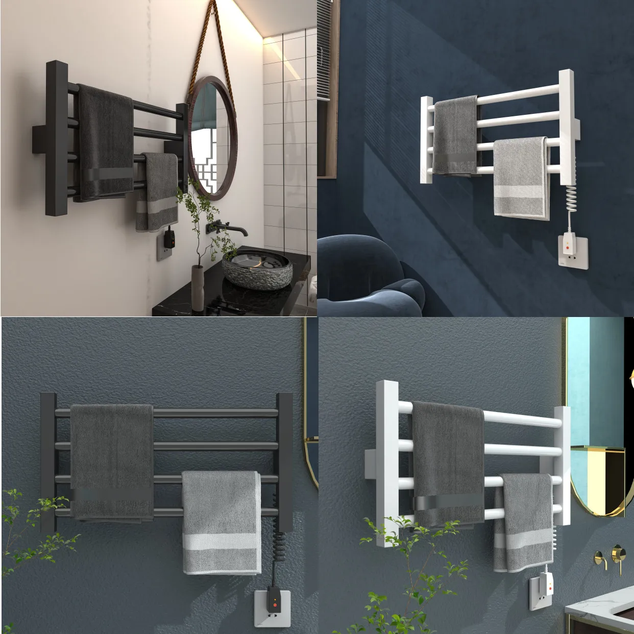 Bathroom Accessories; Stainless Steel Towel Dryer with Digital Display Temperature Control Electric Heated Towel Rack.