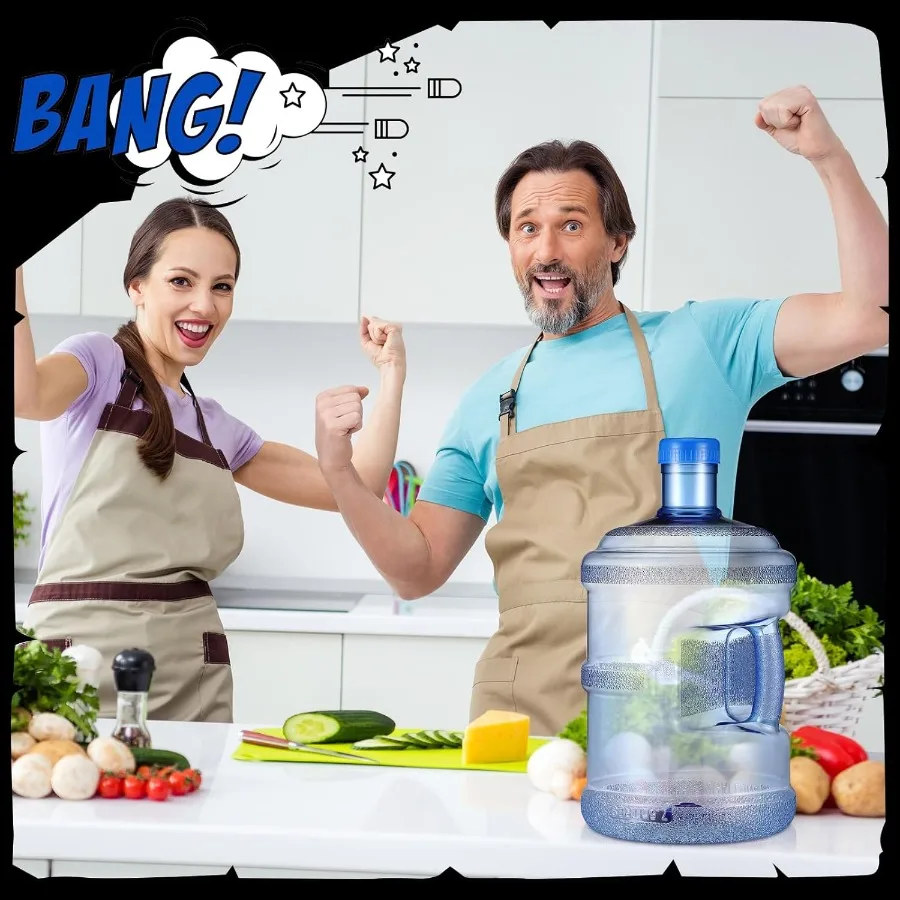 Jarras de água redondas de galão, 2 peças, garrafas plásticas com alça, tampa de parafuso para acampamento, academia, uso reutilizável, grande capacidade, viagem ao ar livre