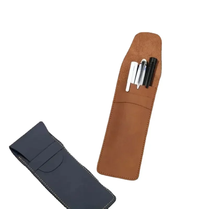 1 قطعة ريترو ماتي بولي Leather حافظة أقلام جلدية حامل أقلام حقيبة جيب القلم كيس التخزين منظم قرطاسية صغيرة حقيبة للموظفين ممرضة