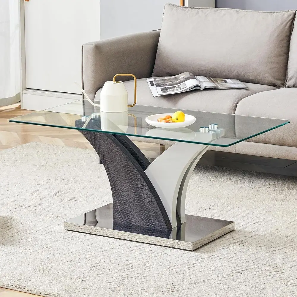

Tempered Glass Coffee Table with Thickened Base for Living Room