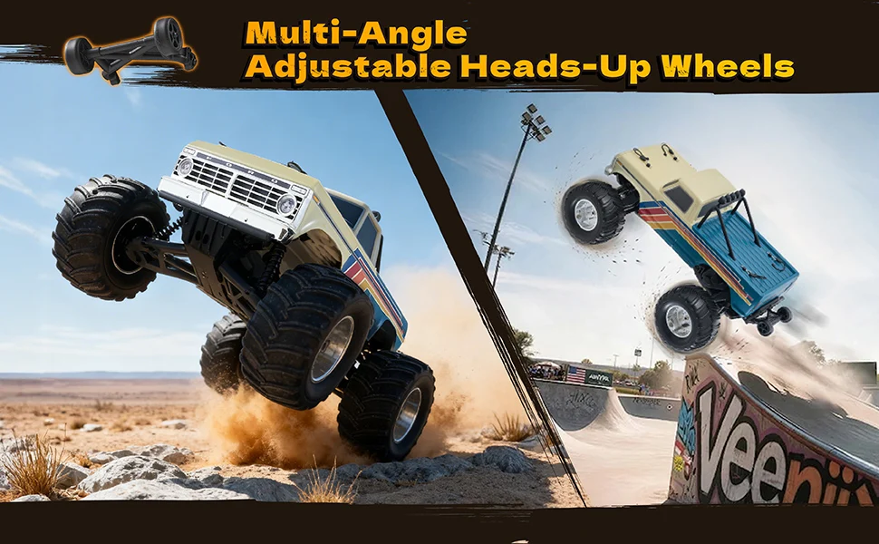 1/10 Scale Brushless RC Crawler Truck, 2WD Off-Road Vehicle with Wheelie Bar, High-Torque Motor, Hobby Grade Remote Control Car for Adults, Navy Blue