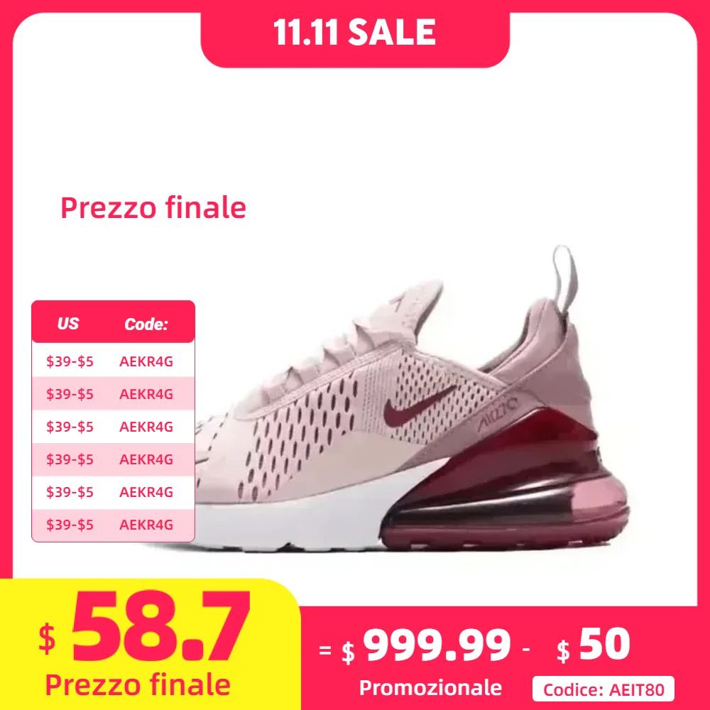 Nike Air Max 270 Barely Rose (Women's) AH6789-601 Retro Simple, Low-top Air-cushioned Running Durable Shoes