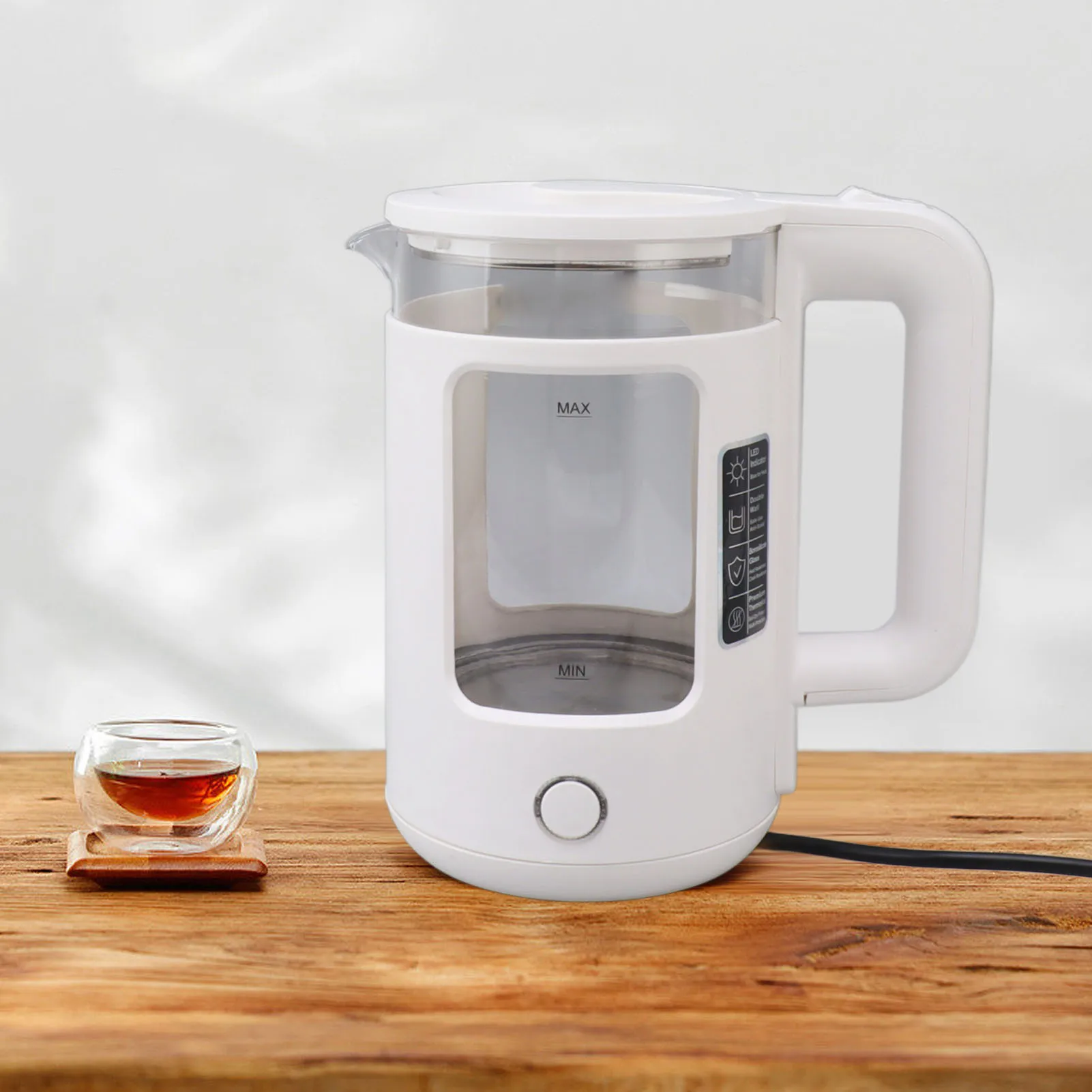 2000W急速沸騰電気ケトル、コードレス、ステンレス製、2L容量、二重層構造、自動電源オフ、空焚き防止機能付き、家庭用