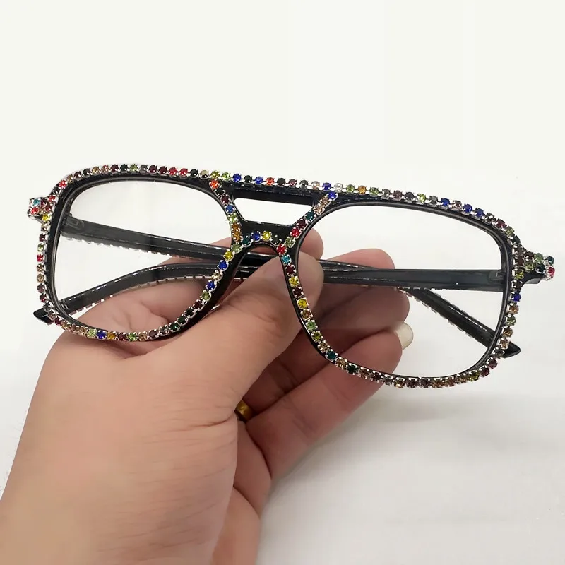 Neue Quadratische Doppel Brücken Diamant Sonnenbrille Frauen Mode Candy Farbe Strass Sonnenbrille Weibliche Shades UV400 Brillen – Detail 20