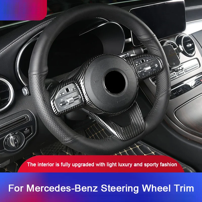 

For Mercedes Benz E Class W213 C Class W205 GLC X253 GLE W167 2016-2021, Car Steering Wheel Decorative Frame Center Cover Panel