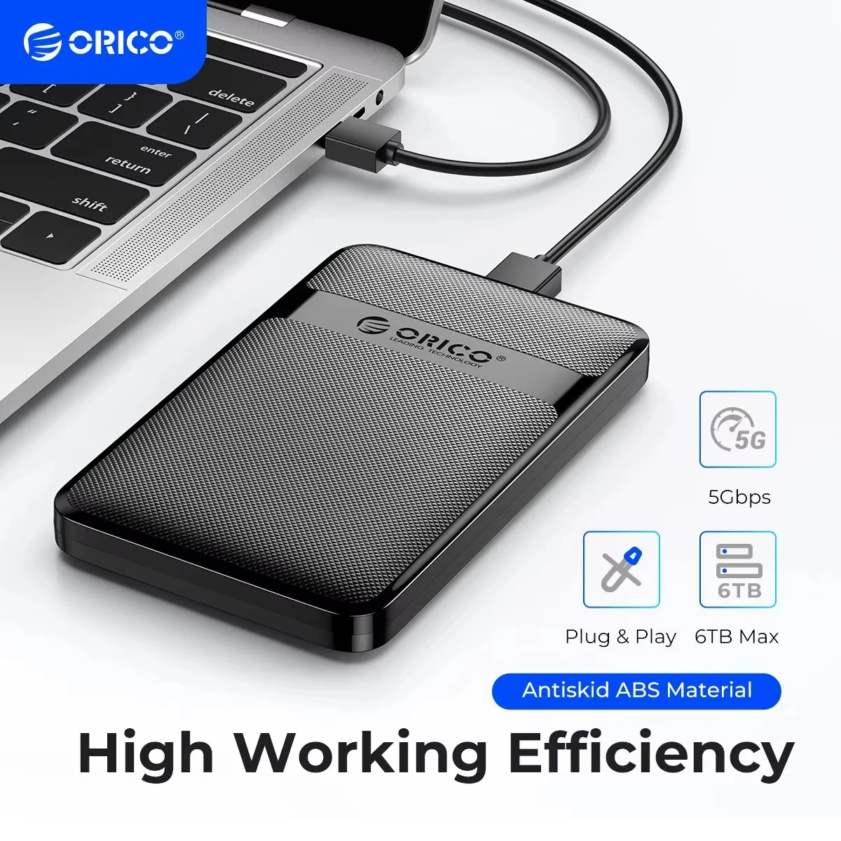 

ORICO HDD Case 2.5 Inch SATA To USB3.0/Type-C HD Box Enclosure 6Gbps Max USB-C External SATA HDD Enclosure Support Auto-Sleep