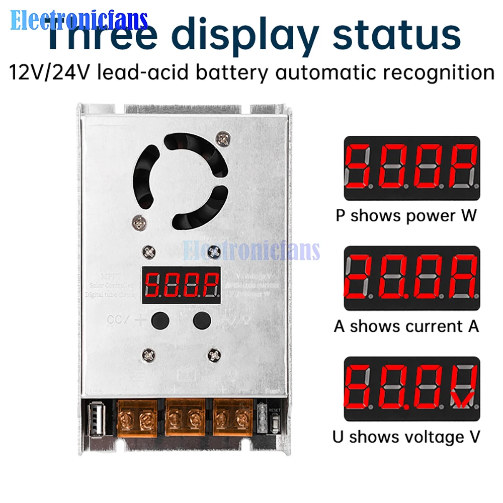 MPPT 500W 20A Solar Controller DC18-80V Input Buck Charging Solar Buck Controller 12V24V Auto Recognition