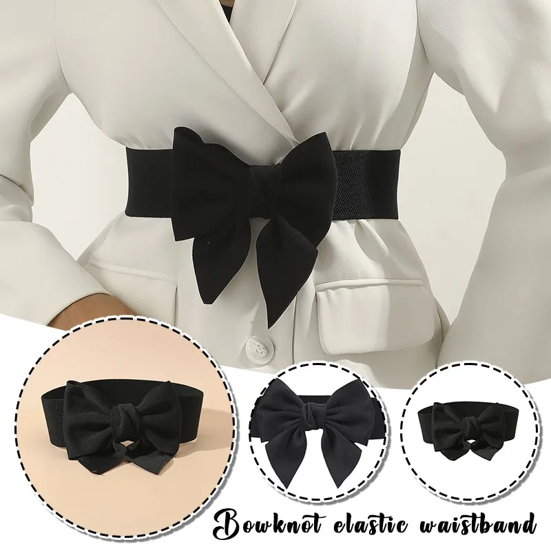 Elegant Bowknot Waist Straps Versatile Sweet Cotton Big Bowknot Elastic Waistband Women's Dress Decoration Clothes Accessories
