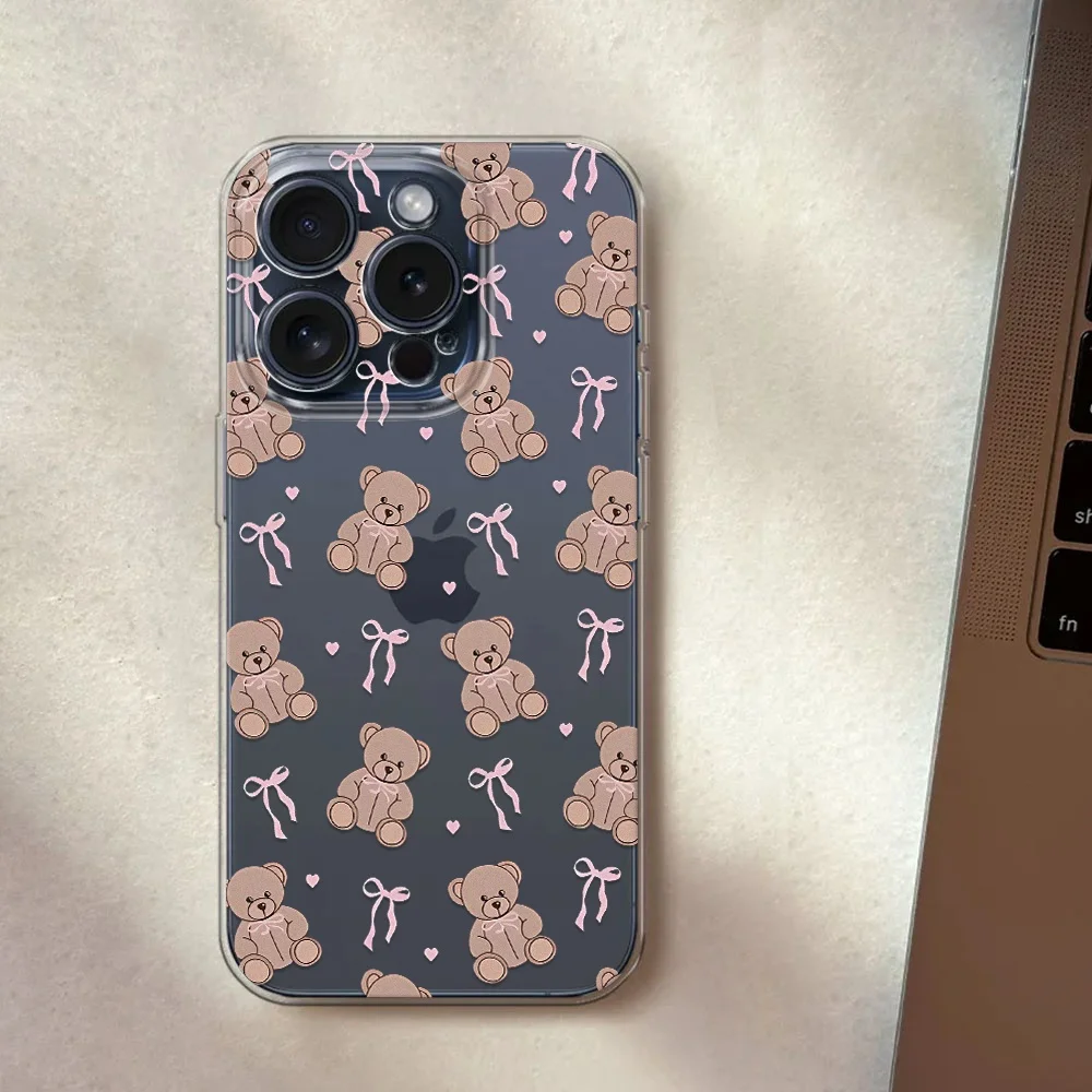 Phone Case For Samsung Galaxy S25 S26 S24 S21 S23 Plus FE Note 20 Ultra A53 A56 A55 A36 A54 Shockproof Soft Teddy Bear Bow Cover - view 5