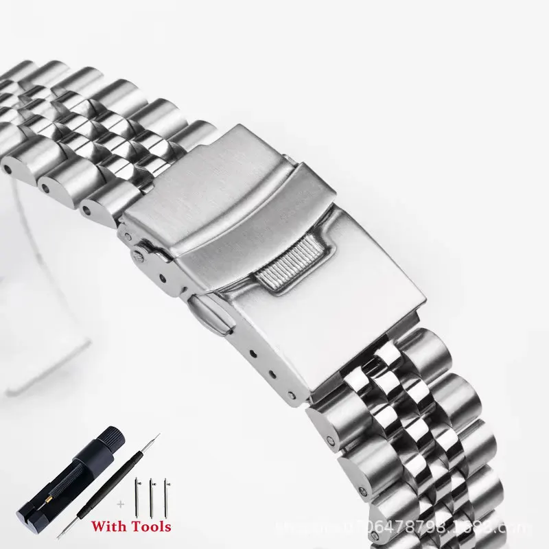 Pulseira de relógio de aço inoxidável 316l 18 19 20 21 22 23 24mm, fivela dobrável de metal, acessórios à prova d'água, pulseira universal