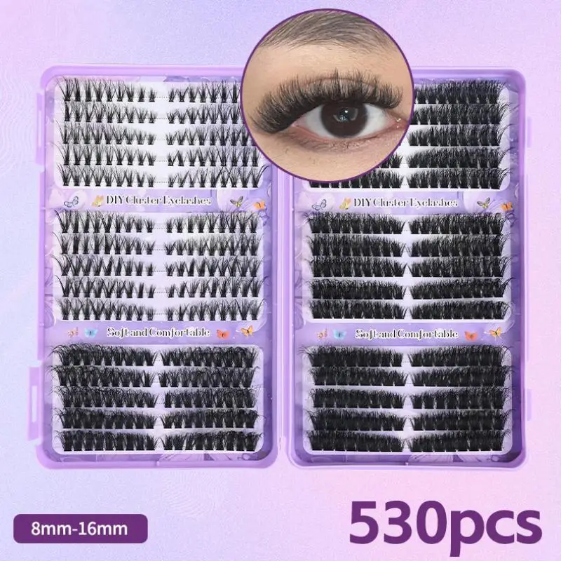Soft 3D Fluffy False Eyelashes European Style Curled Segmented Single Cluster for Wedding Stage Makeup
