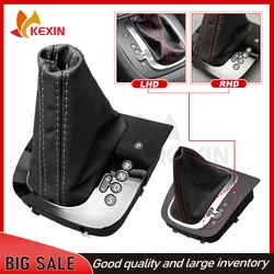 RHD LHD Black DSG Gear Shift Knob Frame with Red Line Leather Dust Cover For VW Golf 6 MK6 GTI GLI Scirocco 1K2713203