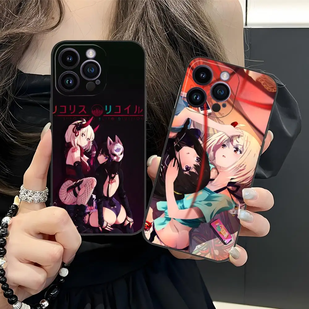 Casing Ponsel Anime Lycoris Recoil untuk iPhone 17 16 15 14 13 12 11 X XR XS 8 7 Pro Max Plus Mini Warna-warni Pelindung Cantik