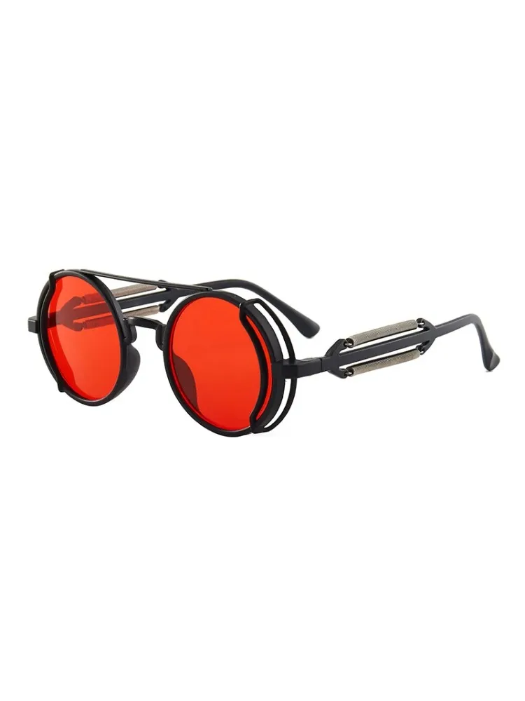 Klassische Gothic Steampunk Sonnenbrille Luxusmarke Designer Hochwertige Retro Runde PC-Rahmen Sonnenbrille für Männer und Frauen