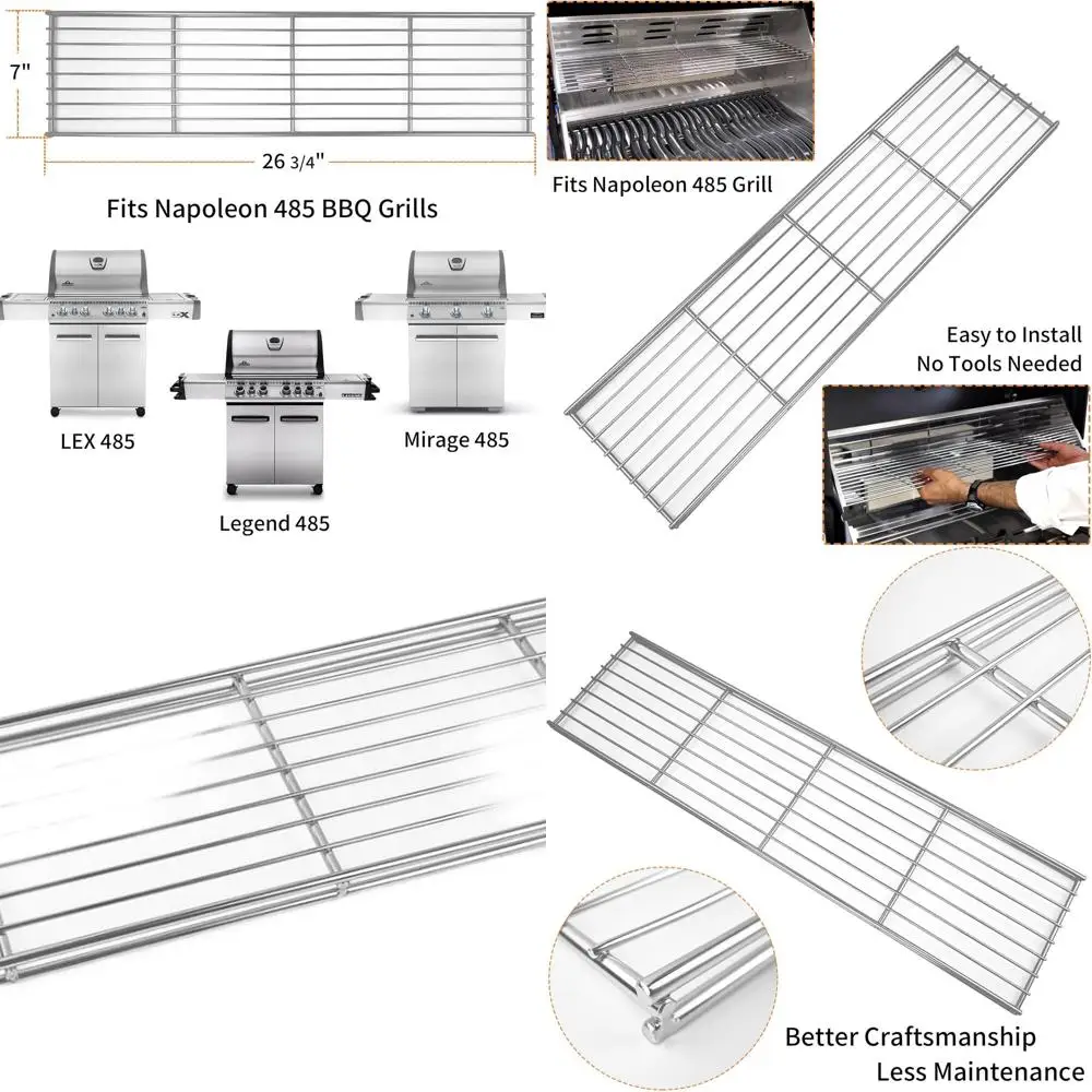 

Napoleon LEX 485 Legend Mirage Grill Stainless Steel Top Rack, 26.75 Replacement Part