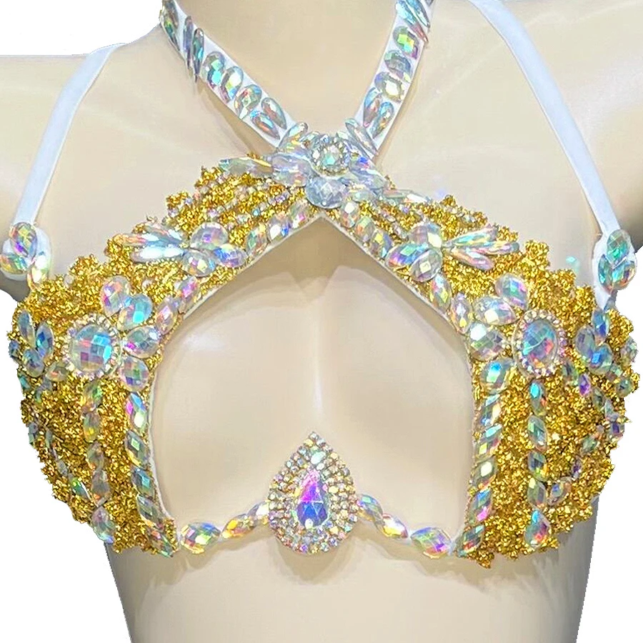 New Sexy Costume Women Wire Top Bra THONG Samba Carnival Nightclub Party Pole Dancing Costumes Festival Rave Wear Club Outfit