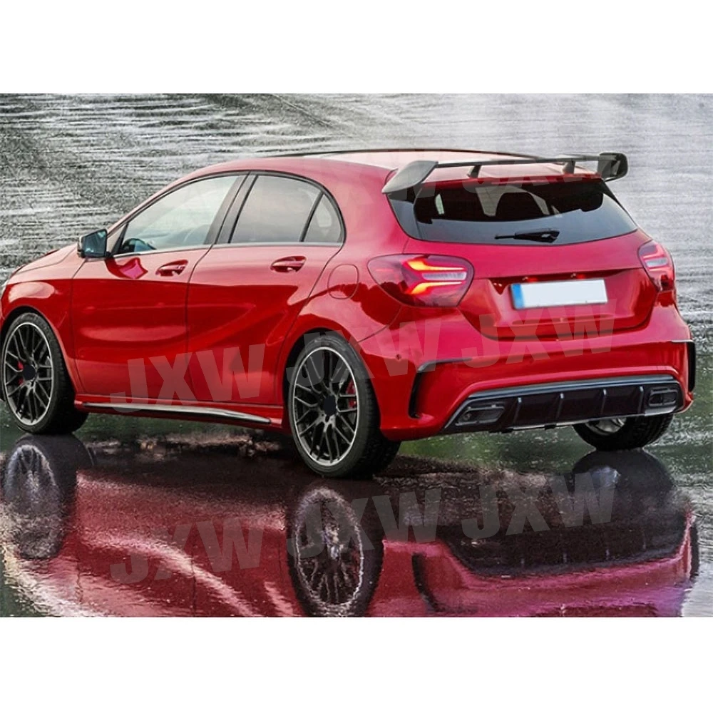 JXWANCF ABS أسود لامع خلفي الجذع الشفاه سبويلر لبنز A-Class A180 A200 A260 W176 لأجنحة المفسد الخلفي AMG ABS