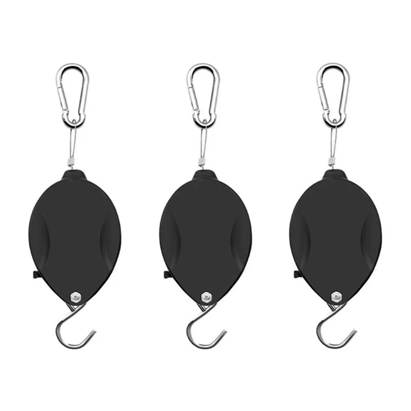 3 Pack Retractable Plant Hanger Plant Pulleys Easy To Raise And Lower Heavy Duty For Hanging Plants