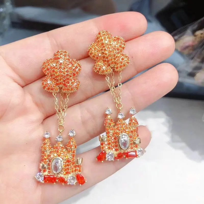 

Bilincolor Fashion Orange Ballon and Castle Dangling Earring for Women