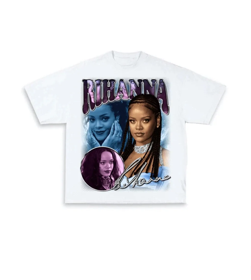 2026 Mens Womens Cotton Tees Fashion Singer RIHANNA TShirt Ummer Casual Short Sleeve Round Neck Clothing Loose Tops Trend Y2K