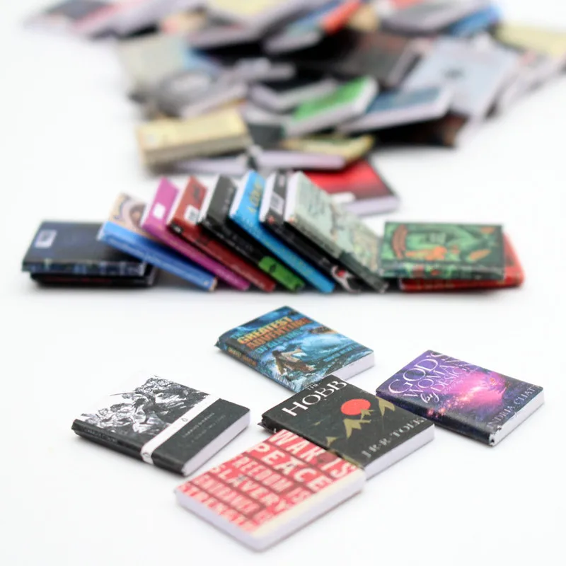 10PCS 1:12 Puppenhaus Miniatur Zeitschriften Bücher Romane Modell Puppen Haus Szene Dekor Zubehör Puppe Zubehör