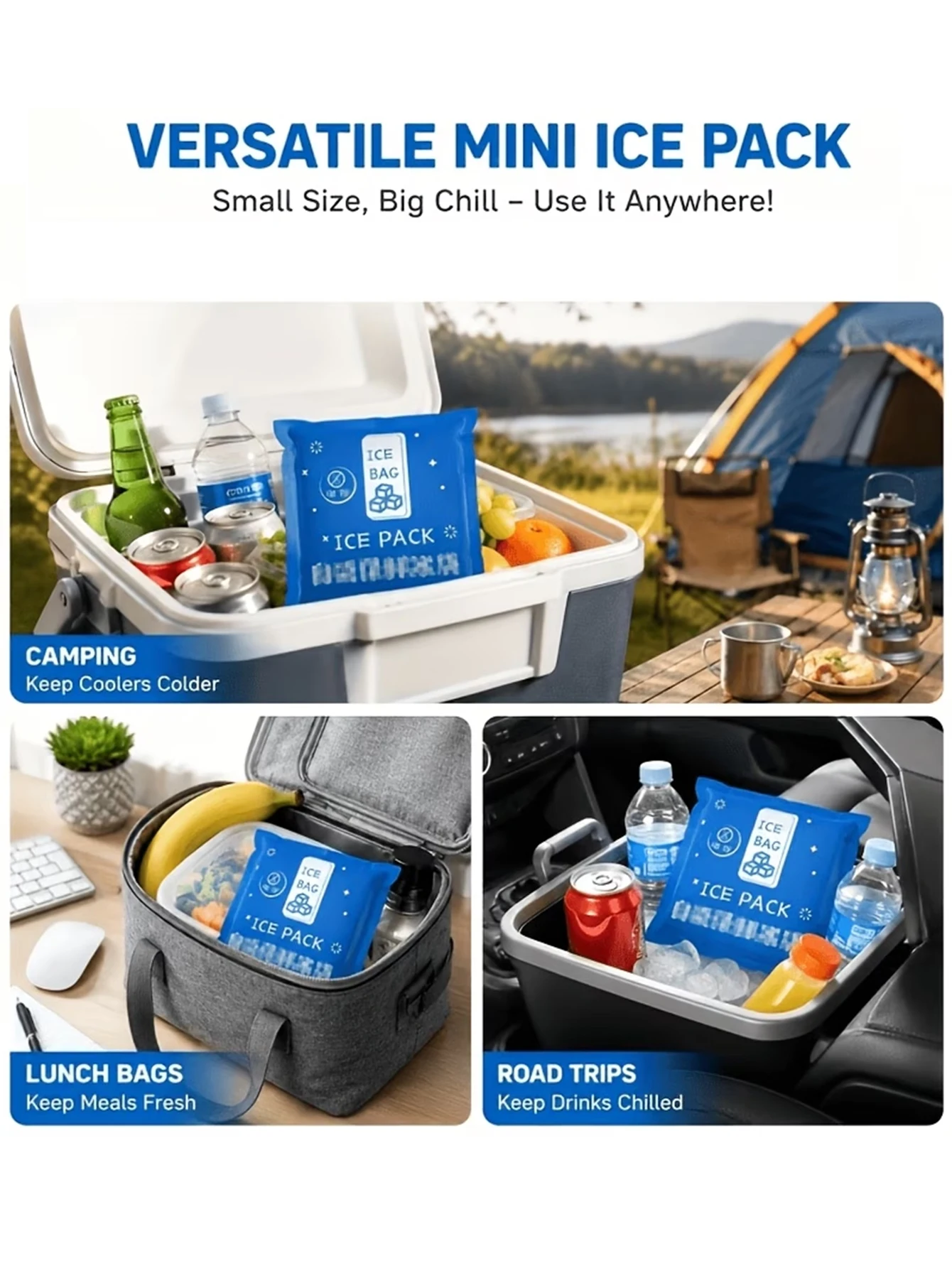 50 Pieces/100 Pieces 40ml Reusable Portable Self-Absorbing Ice Packs - Plastic Insulation Bags for Cooling and Preservation, Leak-Proof Cooling Bags with 68 Hours of Lasting Cold Sensation - Ideal for Camping and Summer Outdoor Activities, Portable Ice Packs