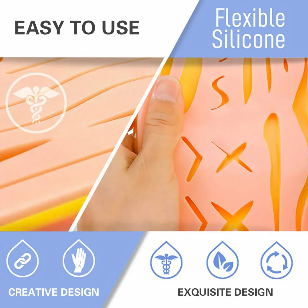 17pcs 1 Set Practice Suture Kit Suturing Skill Trainer Tool Medical Students Silicone Pad 14 Realistic Wounds