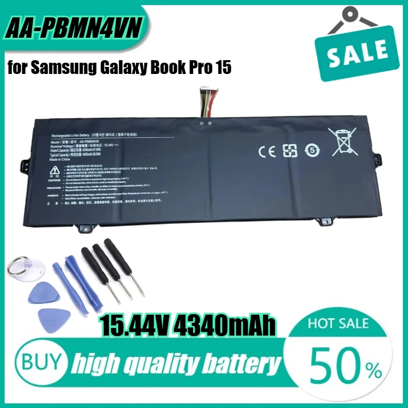 

15.44V 67Wh 4340mAh AA-PBMN4VN Laptop Battery for Samsung Galaxy Book Pro 15 NP950QDB NP950XDB+Tool