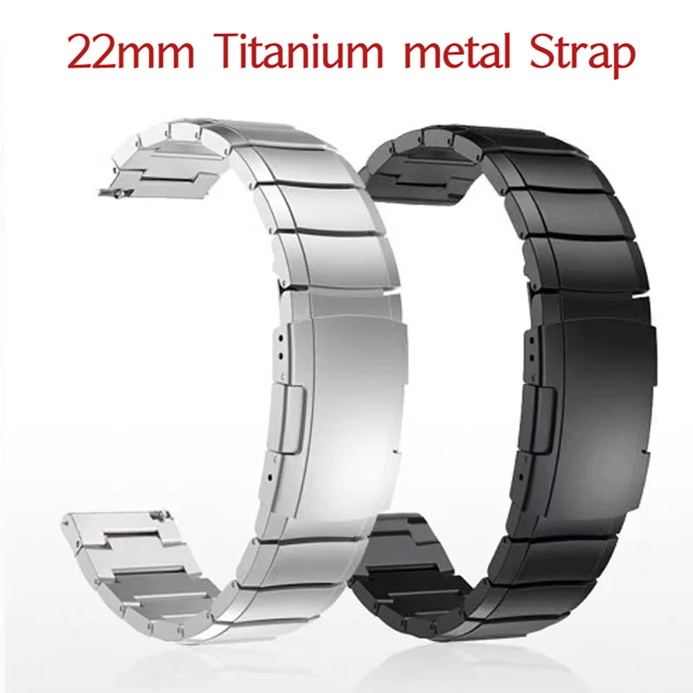 22mm Titanium Metal Strap for Samsung Galaxy Watch 46mm/Huawei Watch GT/2 46mm Stainless Steel Replacement for Amazfit GTR 47mm
