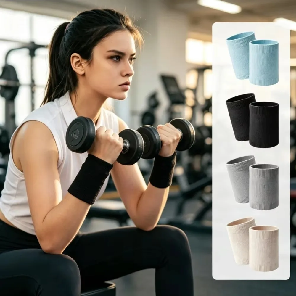 1Pair Breathable Sports Wrist Supports Sweat Absorbing Seamless Tube Knitted Wrist Guards Stretch Fit Elastic Knitted
