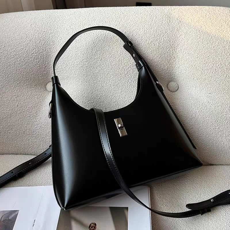 Luxury New Retro Bucket Bag Simple Messenger Bag Large Capacity Handbag Versatile Shoulder Bag Female Underarm Leather Bag