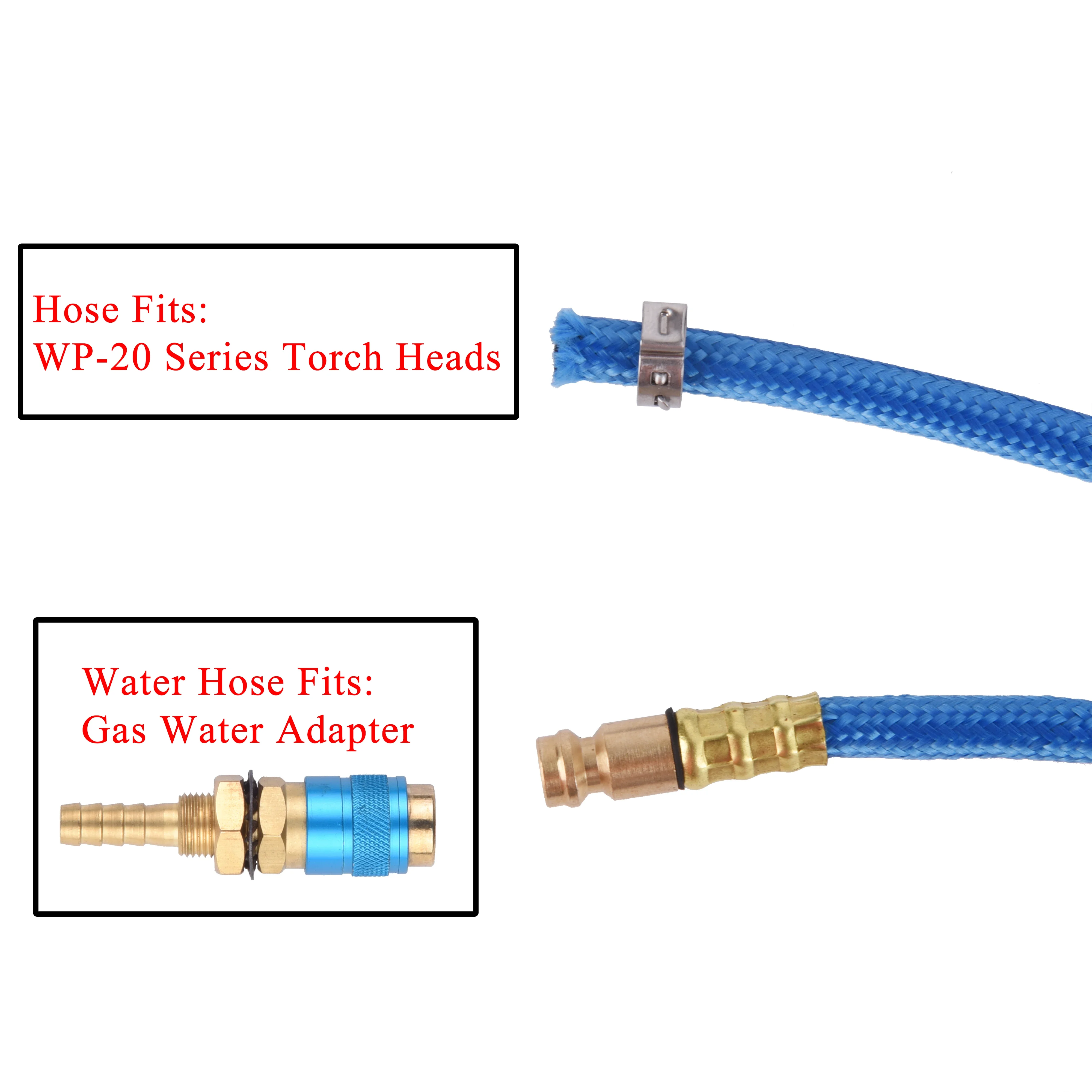 3.8m(12.5ft)/7.6m(25ft) TIG Torch Water-Cooled Hose for WP 20 Series w/Quick Gas Water Adapter