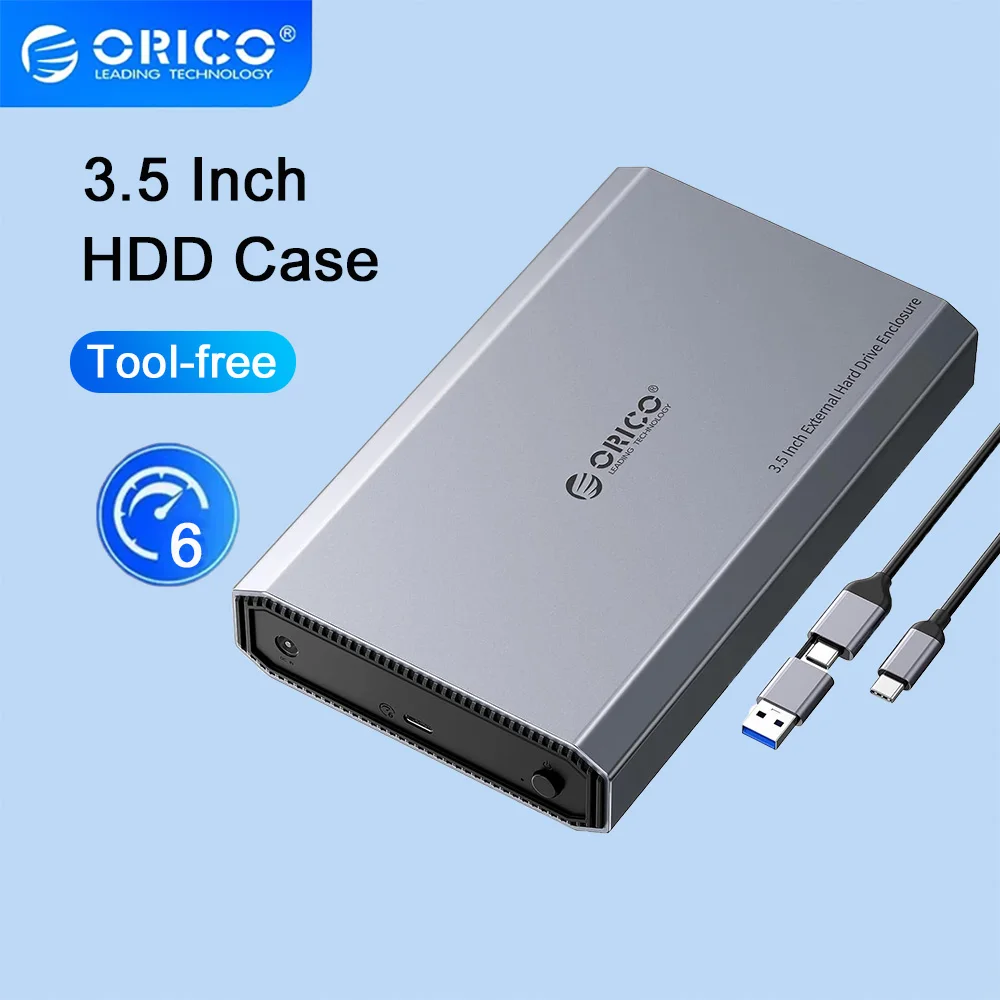 ORICO 2.5/3.5 inch Hard Drive Enclosure Aluminum USB 3.1 Type-C Gen2 External Hard Drive Case for 3.5/2.5 Inch SATA HDD SSD