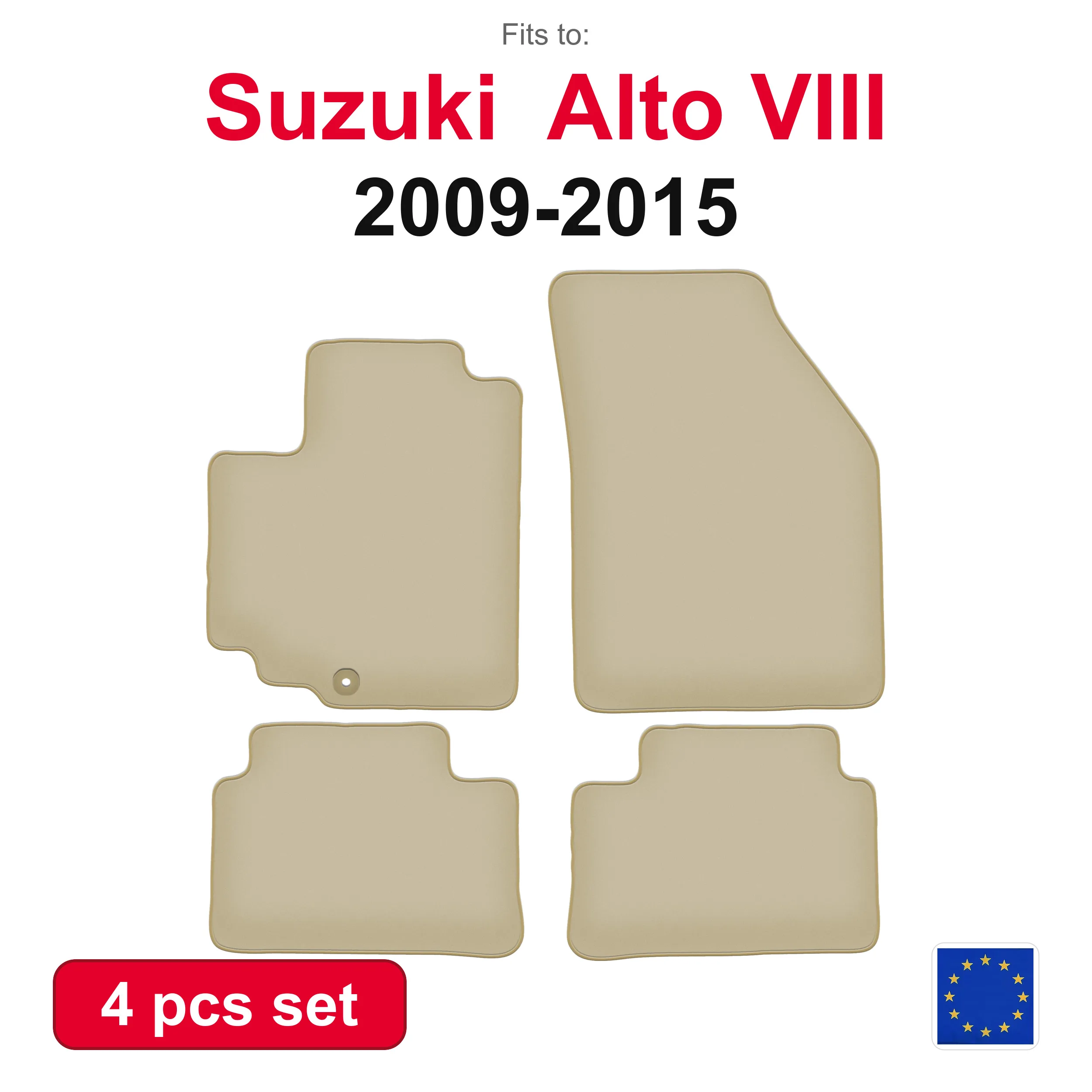 PREMIUM auto-velourmatten voor Nissan Pixo hatchback (2008-2013) -beige 4-delige set automatten voor in de auto