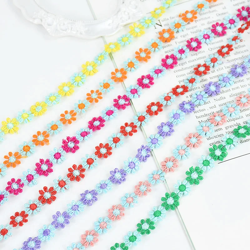 3Yards Embroidery Daisy Flower Lace Trim Barcode DIY Clothes Necklace Collars Sewing Handmade Decoration Accessories