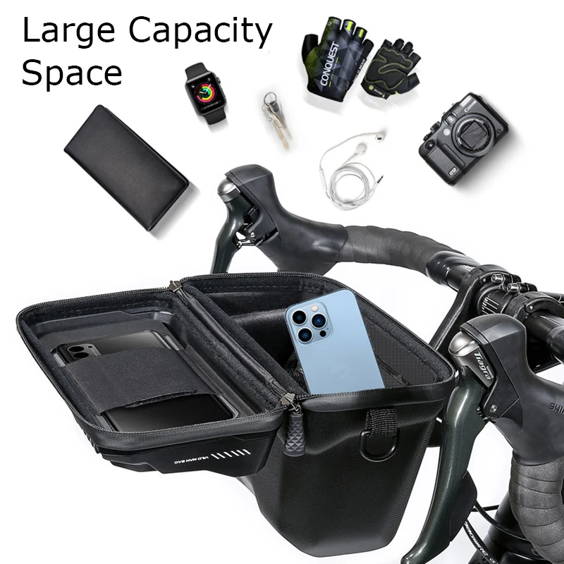 WILD MAN Scooter Head Handle Bag Waterproof Front Folding Bicycle Bag Touch Screen Cycling Head Bag Hard Shell Scooter Bag