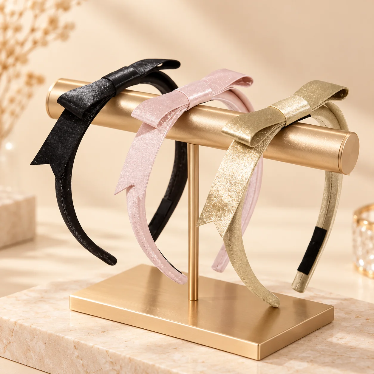 Bowknot Hairband for Women, Thin-Edged Headband Style, Available in Black, Pink, and Gold, with Satin Finish and Long Ribbon Decoration, Simple and Elegant Hair Accessory, Suitable for Daily Wear, Dating, Parties, Weddings, Photoshoots, and Outfits. Suitable for Long Hair, Short Hair, Medium-Length Hair, and Hairstyles Like Half-Up. Features a Vintage Sweet Temperament, Fashionable and Versatile Headband, Lightweight and Soft, French Romantic Style, Suitable for All Seasons, Holiday Gifts, Birthday Gifts, and Can Be Paired with Sweaters, Shirts, Dresses, and Outfits for Outings, Photoshoots, and as an Exquisite Hair Accessory