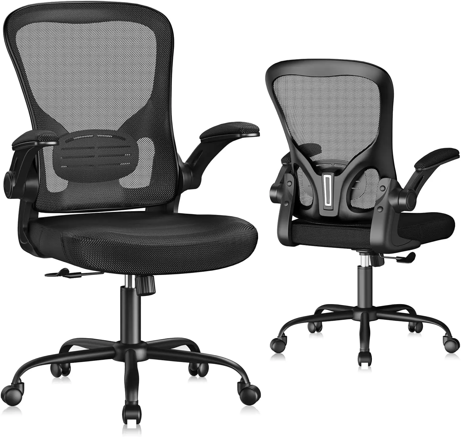 Ergonomic Office Desk Chair Breathable Mesh Swivel Computer Chair, Lumbar Back Support Task Chair with Wheels and Flip-up Arms