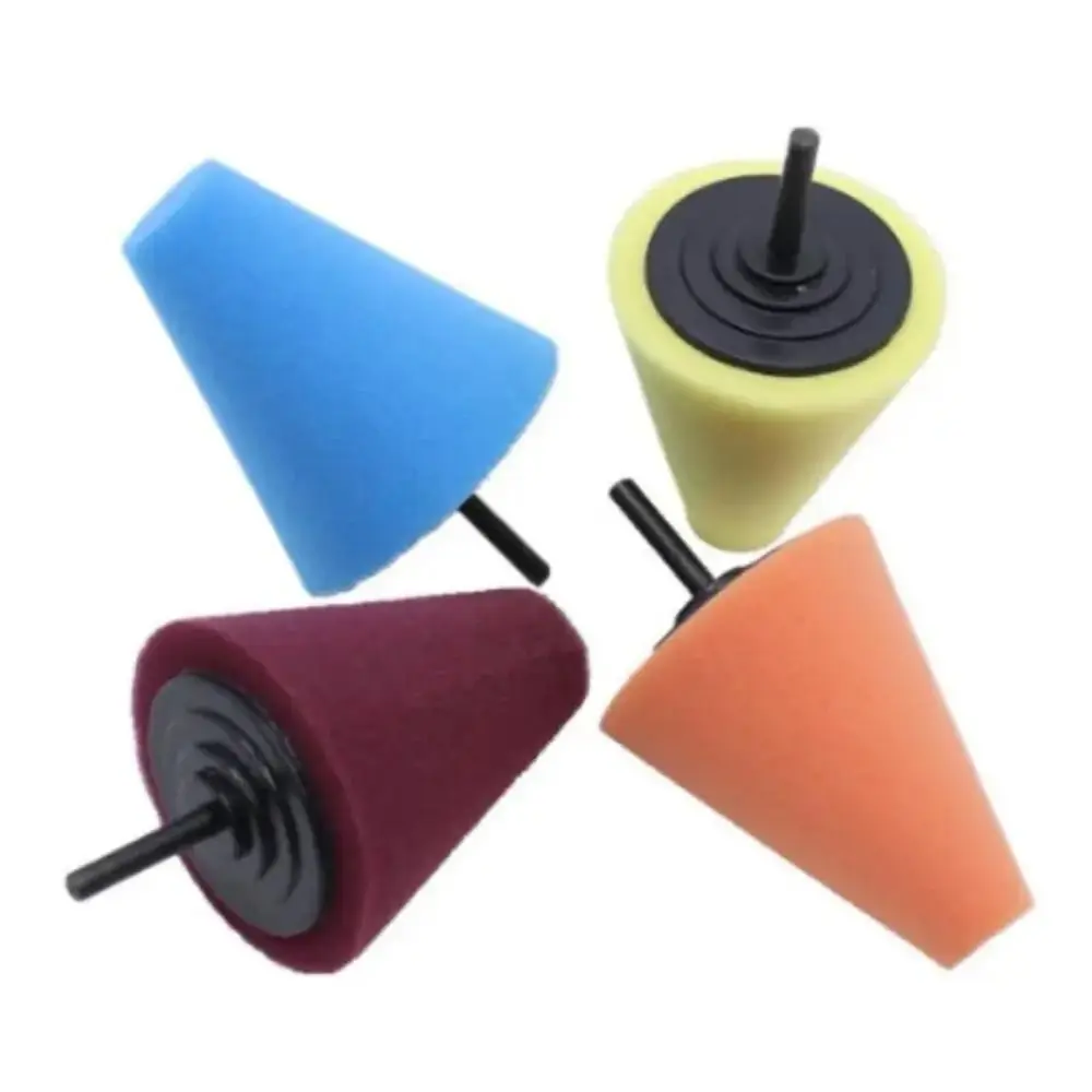 

4 PCS Conical Grinding Head Polishing Sponge Car Hub Electric Drill Polishing Kit Car Tires Tool Burnishing Ball Waxing