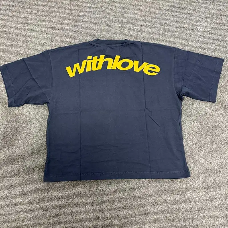 Sign Navy - ‘withlove’ Print T-Shirt y2k Harajuku Fashion Men's / Women's Loose Short Sleeve High Quality Cotton Casual Top Tees
