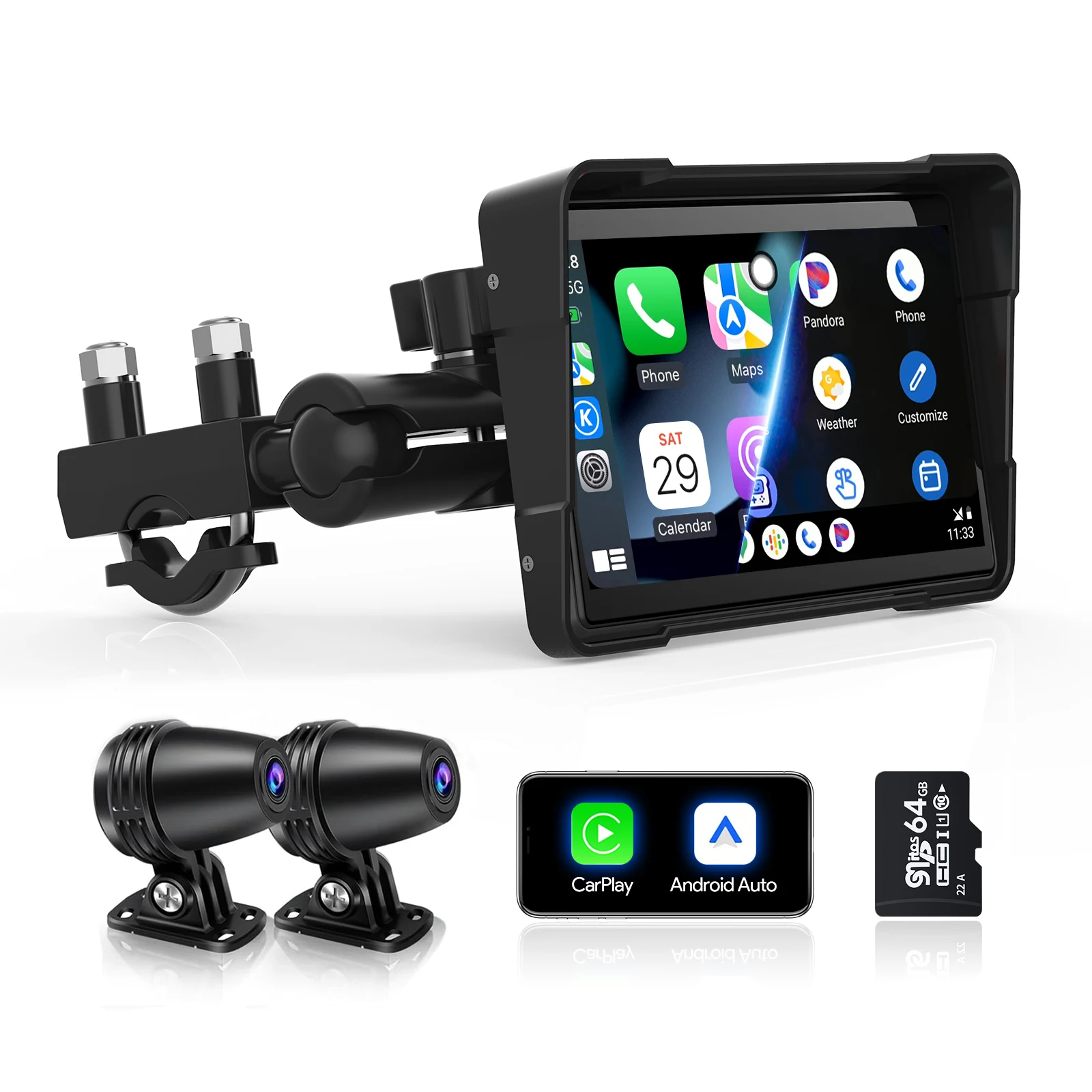 

Портативный водонепроницаемый навигационный монитор Binize для мотоциклов с поддержкой беспроводного CarPlay и Android Auto, 5 дюймов