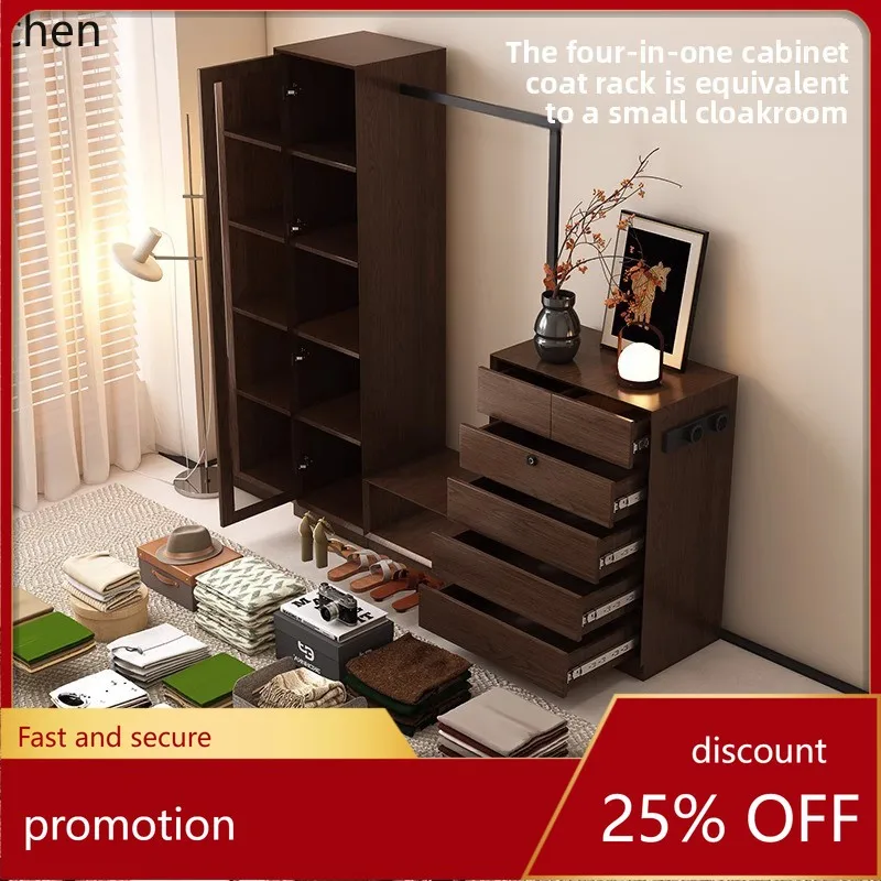 YFY Solid Wood Five-Drawer Cabinet Bedside Hanging Rack Dressing Table Integrated Bedroom Storage Cabinet Bed End Organizer