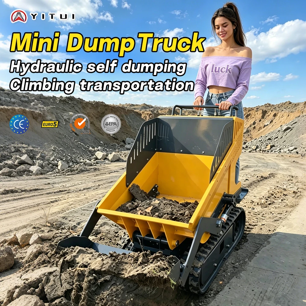 Oferta Especial: Mini Dumper de Orugas de 500 kg, Manual, Autocargable, Hidráulico, Pequeño, para Uso Agrícola, Personalizable
